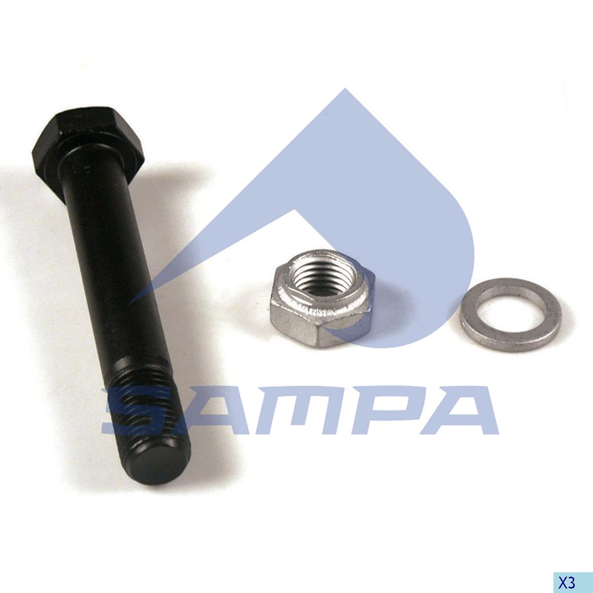 Болт М30*190/212*3,5 (8,8) рессоры прицепа BPW (болт+шайба+гайка) 070.598 (SAMPA)