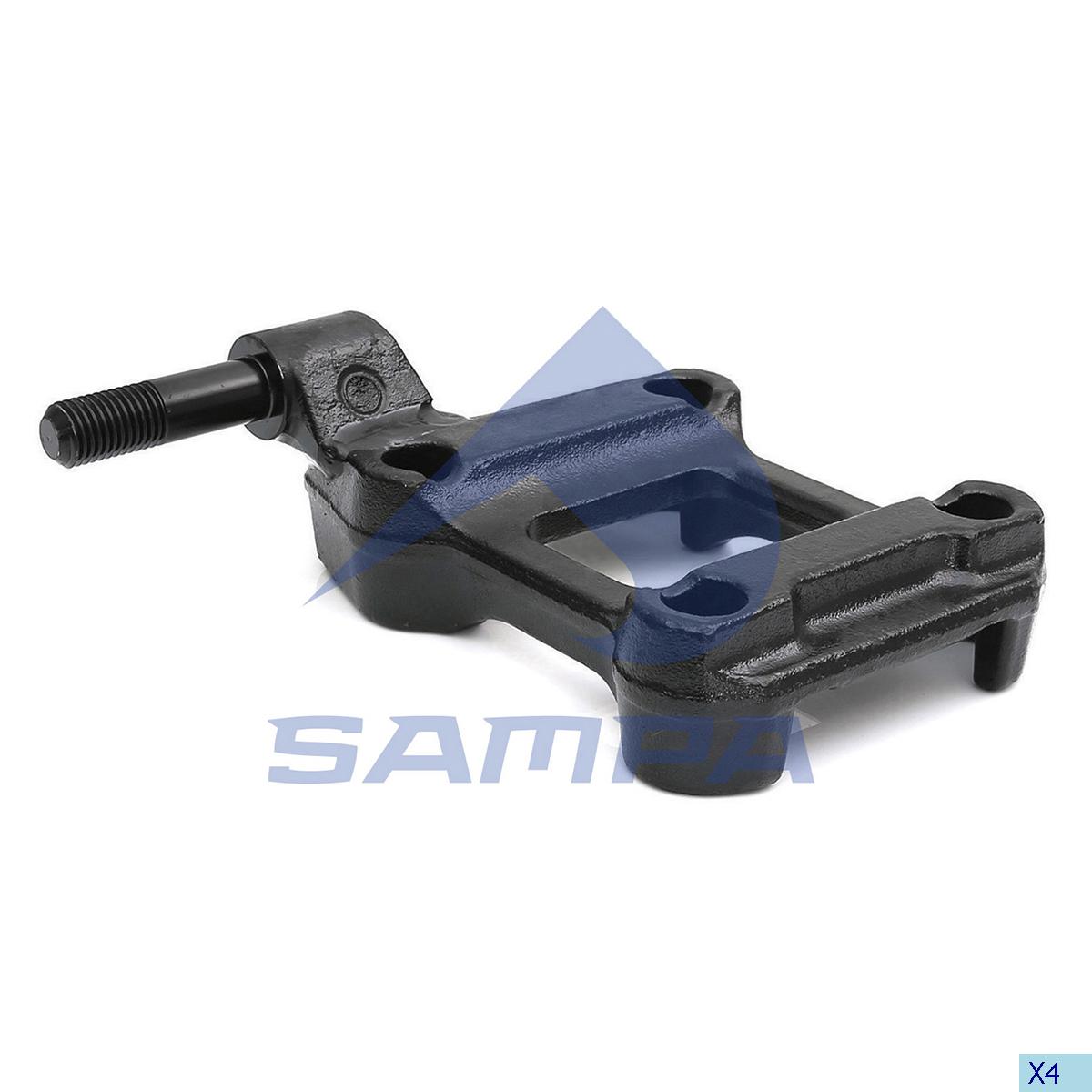 Кронштейн амортизатора с пальцем левый прицепа BPW (125*150/73*96) 071.033 (SAMPA)
