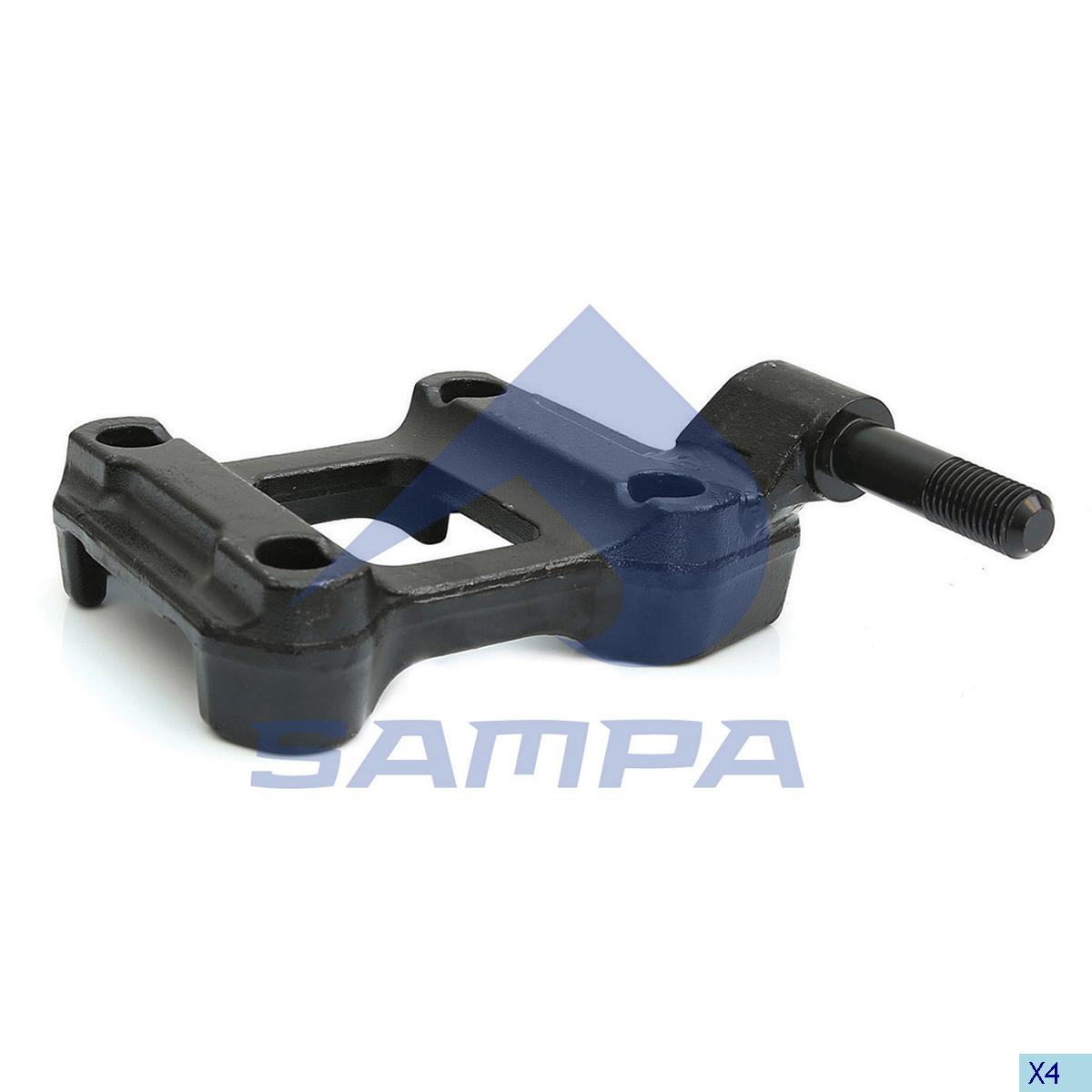 Кронштейн амортизатора с пальцем правый прицепа BPW (125*150/73*96) 071.034 (SAMPA)
