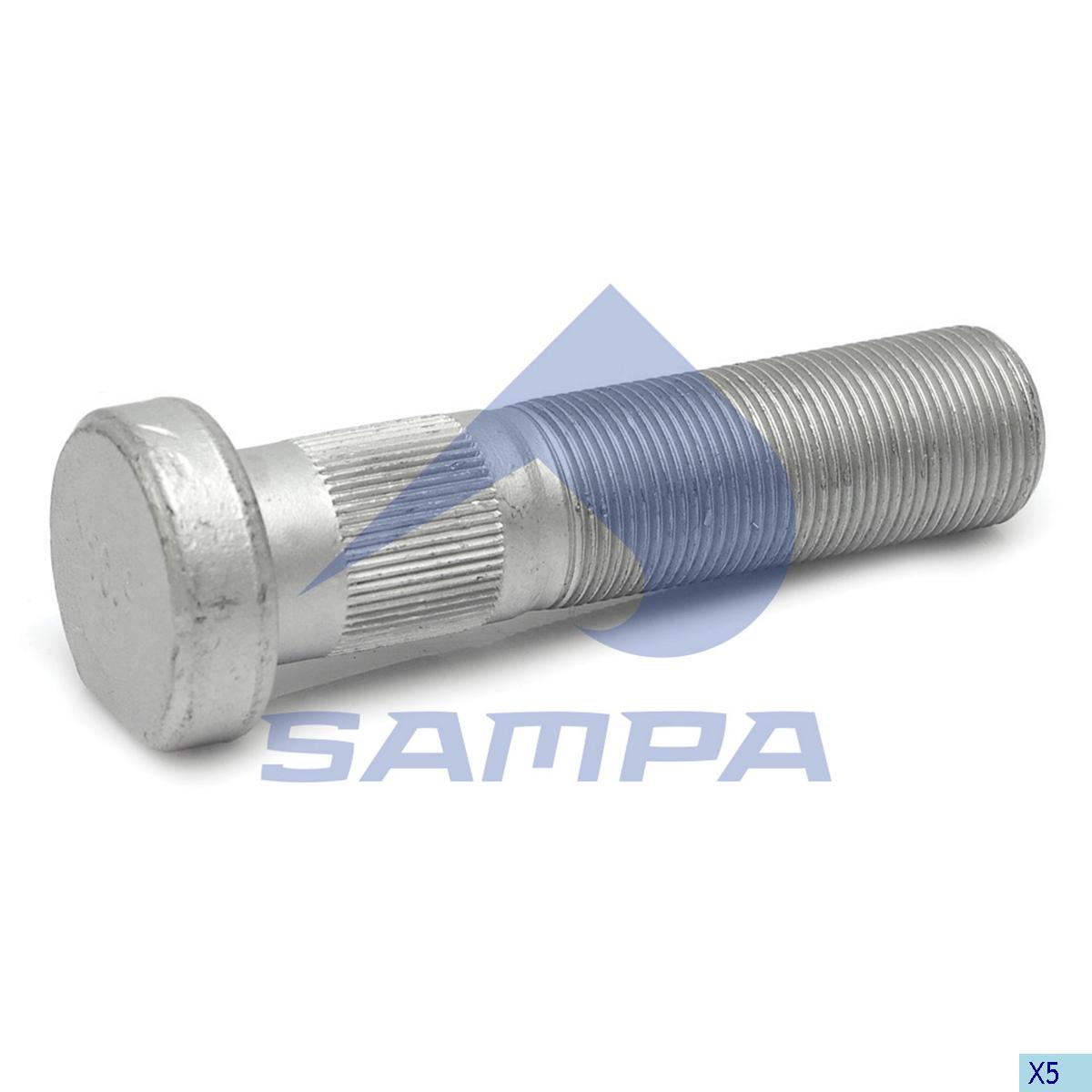 Болт колеса прицепа SAF (M22*93/103*1,5 со шлицами) 075.100 (SAMPA)