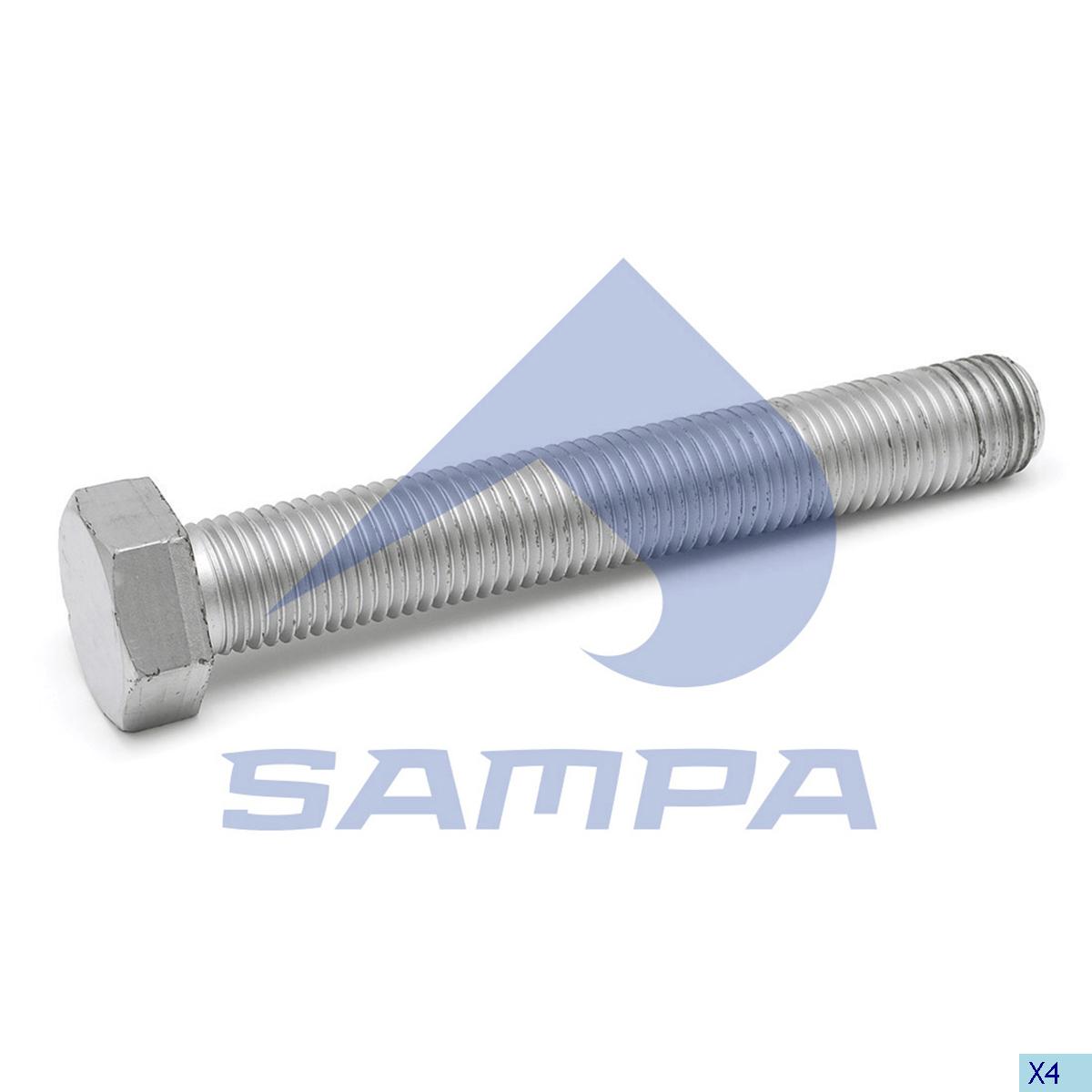 Болт М30*205*3,5 (8,8) рессоры прицепа ROR,SAF,BPW (с полной резьбой) 102.156 (SAMPA)