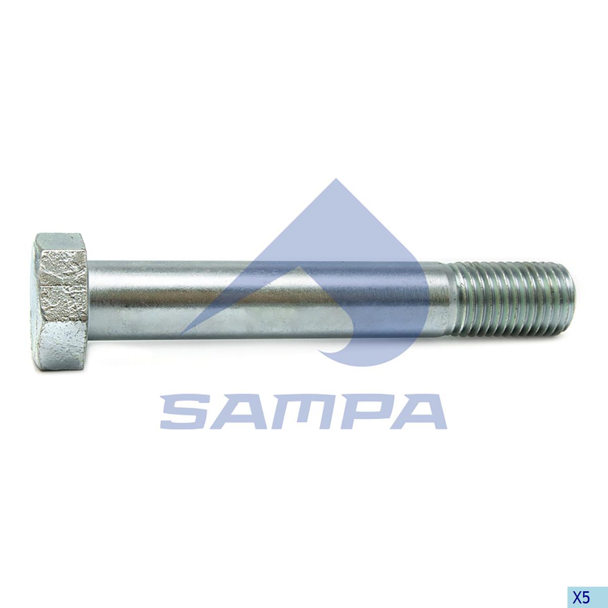 Болт М30*190/212*3,5 (8,8) рессоры прицепа BPW (без отв. под шплинт) 102.195 (SAMPA)