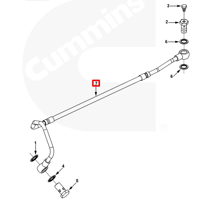 Трубка Cummins ISLe,L,С8.3 подачи топлива C3971123/5346136 (Cummins)
